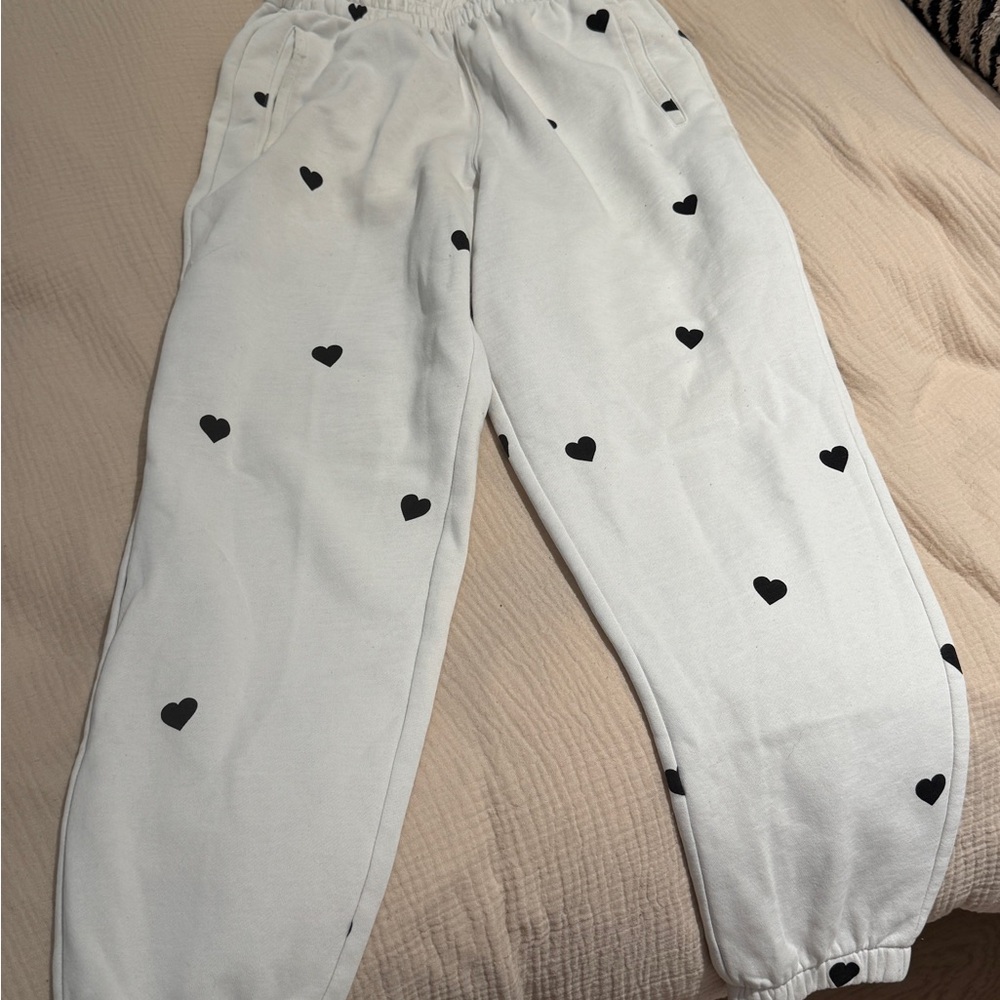 Generation Love White and Black Heart Print Joggers